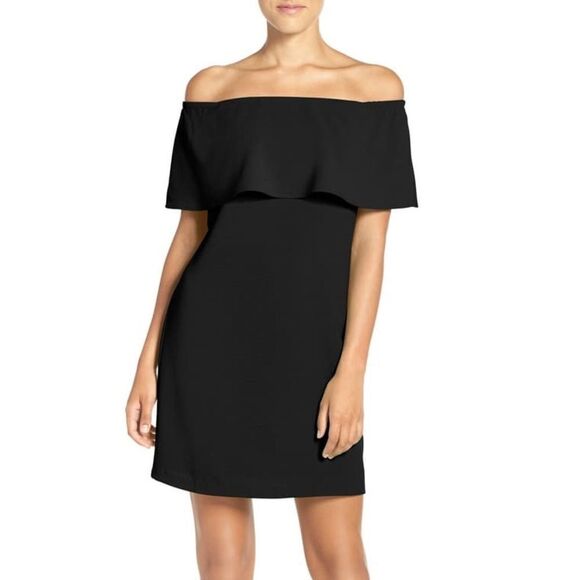 NEW! Charles Henry Black Off Shoulder Mini Dress size MP - Picture 1 of 11